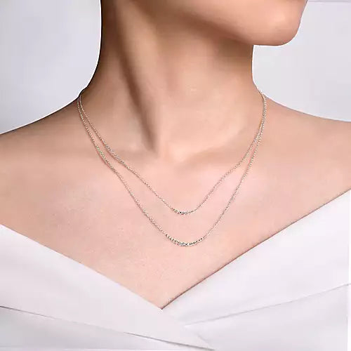 Gabriel & Co., 14K White Gold Layered Graduating Diamond Necklace