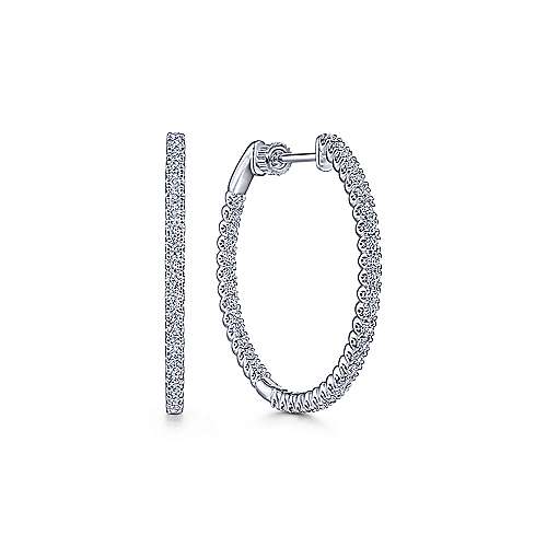 Gabriel & Co. 14K White Gold 30MM Diamond Inside Outside Earrings