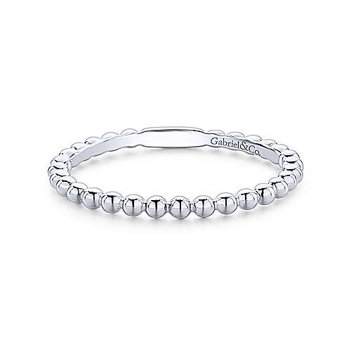 Gabriel & Co 14K White Gold Bujukan Beaded Stackable Ring