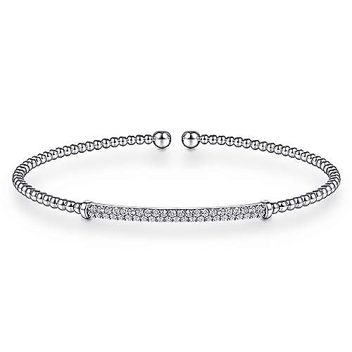 Gabriel & Co., 14K White Gold Bujukan Split Cuff Bracelet with Diamond Pave Bar