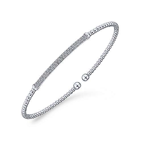 Gabriel & Co., 14K White Gold Bujukan Split Cuff Bracelet with Diamond Pave Bar