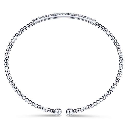 Gabriel & Co., 14K White Gold Bujukan Split Cuff Bracelet with Diamond Pave Bar