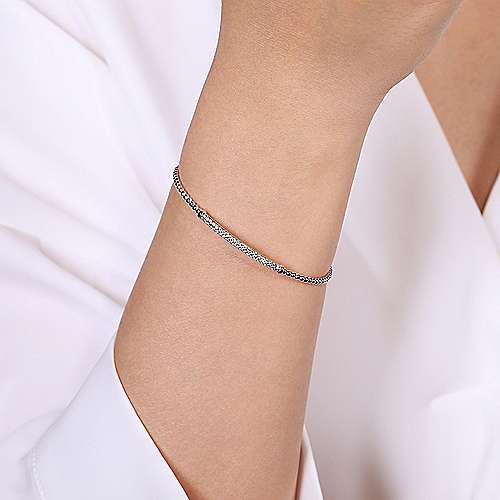 Gabriel & Co., 14K White Gold Bujukan Split Cuff Bracelet with Diamond Pave Bar