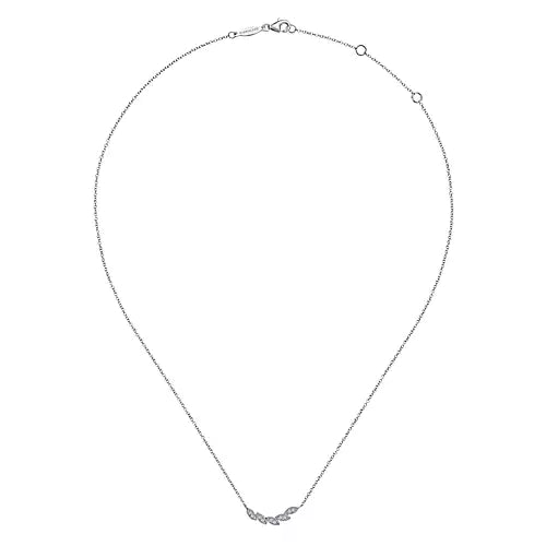 Gabriel & Co. 14KW Diamond Leaf Curved Bar Necklace