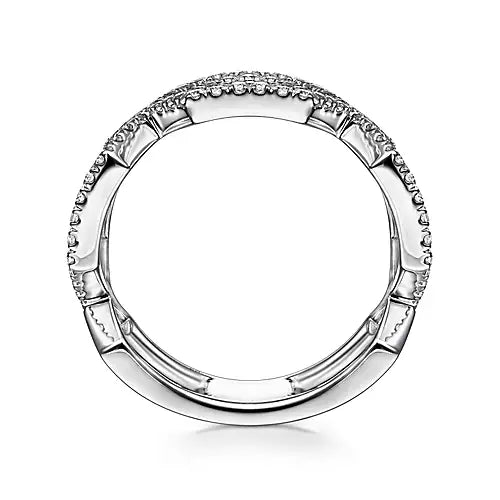 Gabriel & Co 14K White Gold Geometric Open Diamond Ring