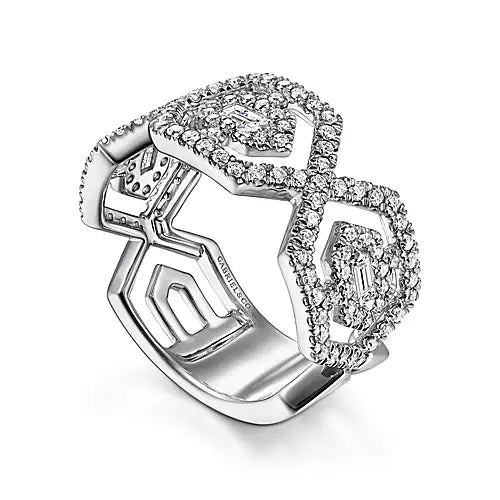 Gabriel & Co 14K White Gold Geometric Open Diamond Ring