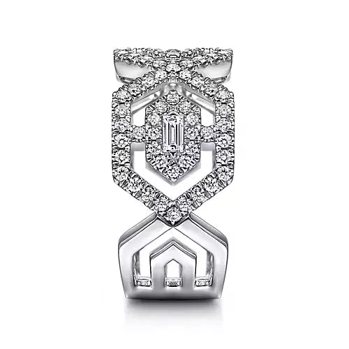 Gabriel & Co 14K White Gold Geometric Open Diamond Ring