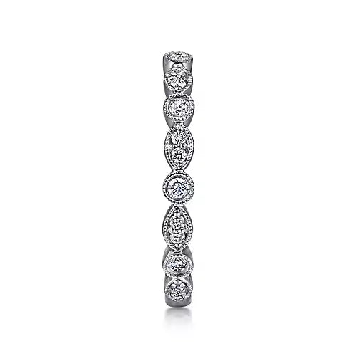 Gabriel & Co., 14K White Gold Marquise and Round Station Diamond Ring