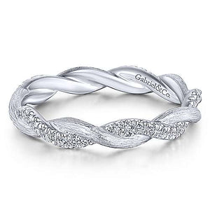 Gabriel & Co 14K White Gold Twisted Diamond Stackable Ring