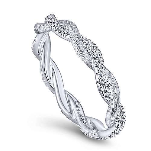 Gabriel & Co 14K White Gold Twisted Diamond Stackable Ring