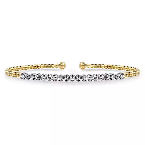 Gabriel & Co., 14K White-Yellow Gold Bujukan Diamond Cuff Bracelet
