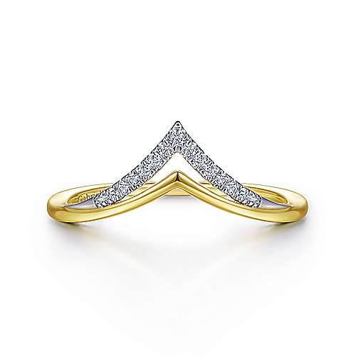 Gabriel & Co., 14K Two Tone Gold Curved V-Shaped Ring