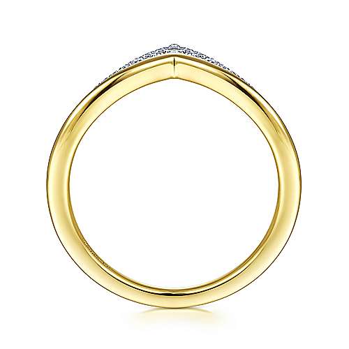 Gabriel & Co., 14K Two Tone Gold Curved V-Shaped Ring