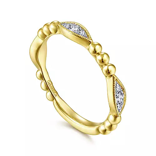 Gabriel & Co 14K Yellow Gold Beaded Marquis Cluster Diamond Bujukan Ring