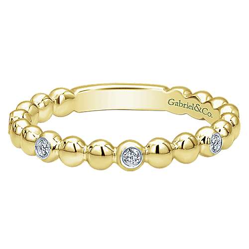 Gabriel & Co., 14K Yellow Gold Bezel Set Diamond Bujukan Stackable Ring