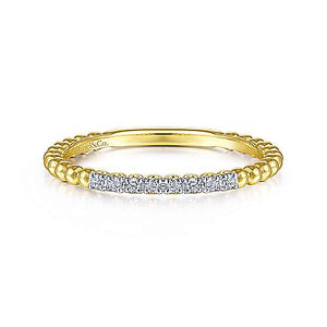 Gabriel & Co., 14K Yellow Gold Bujukan Bead and Diamond Stackable Ring