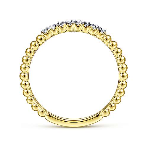 Gabriel & Co., 14K Yellow Gold Bujukan Bead and Diamond Stackable Ring