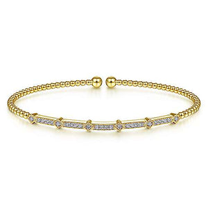 Gabriel & Co., 14K Yellow Gold Bujukan Cuff Bracelet with Diamonds