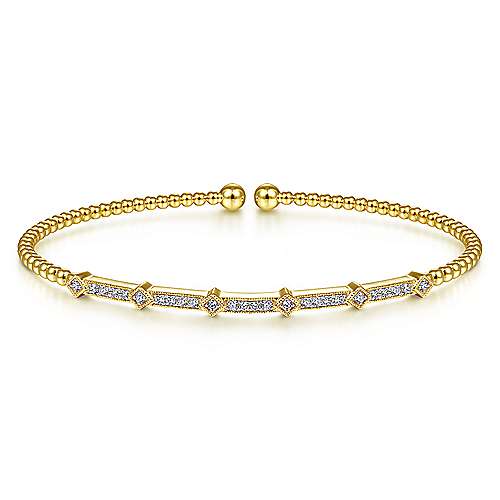 Gabriel & Co., 14K Yellow Gold Bujukan Cuff Bracelet with Diamonds