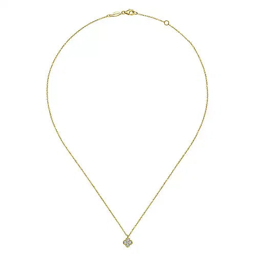 Gabriel & Co., 14K Yellow Gold Diamond Clover Pendant Necklace