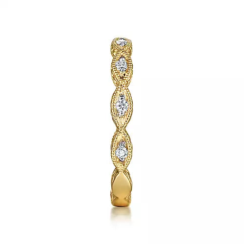 Gabriel & Co., 14K Yellow Gold Diamond Marquise Station Ring