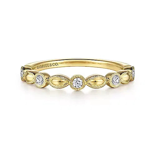 Gabriel & Co., 14K Yellow Gold Diamond Marquoise Shape Stackable Ring