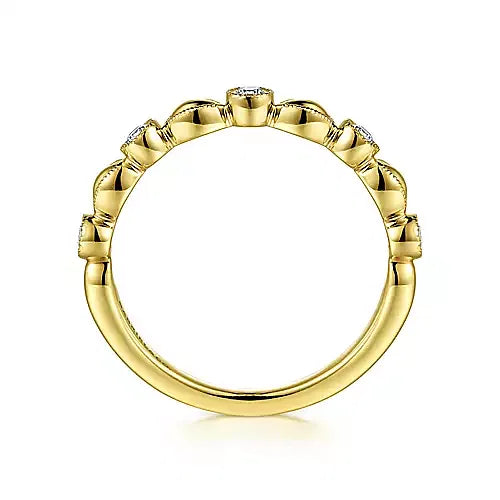 Gabriel & Co., 14K Yellow Gold Diamond Marquoise Shape Stackable Ring