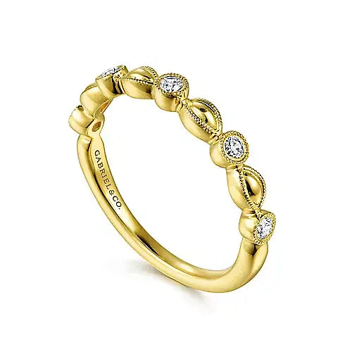 Gabriel & Co., 14K Yellow Gold Diamond Marquoise Shape Stackable Ring