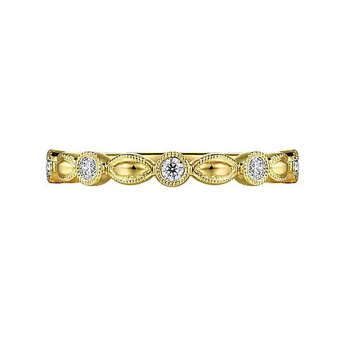 Gabriel & Co., 14K Yellow Gold Diamond Marquoise Shape Stackable Ring