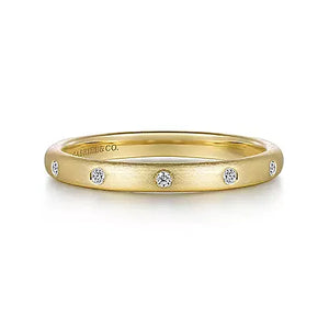 Gabriel & Co., 14K Yellow Gold Diamond Stackable Ladies Ring