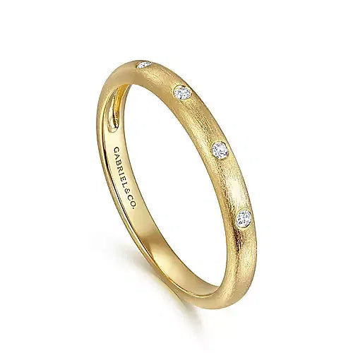 Gabriel & Co., 14K Yellow Gold Diamond Stackable Ladies Ring