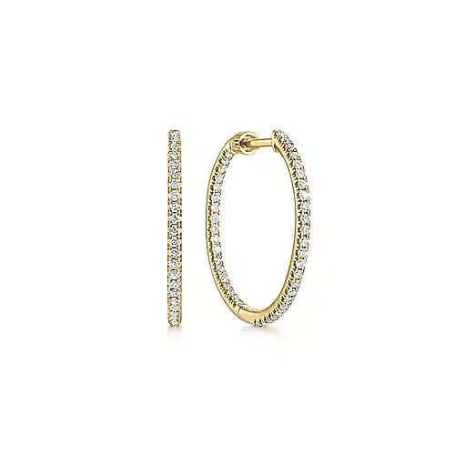 Gabriel & Co., 14K Yellow Gold Diamond Inside Outside Hoops