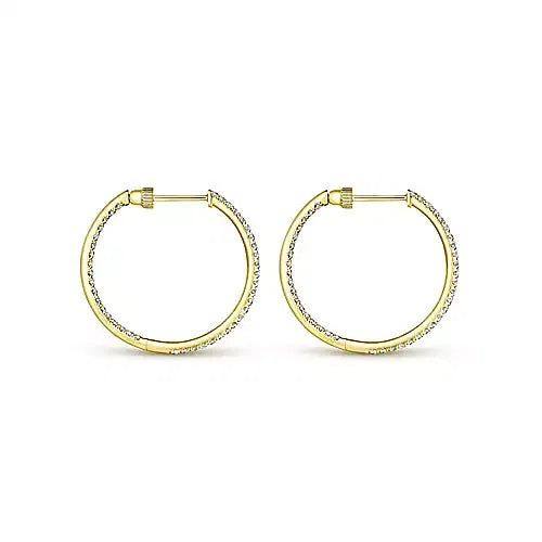 Gabriel & Co., 14K Yellow Gold Diamond Inside Outside Hoops