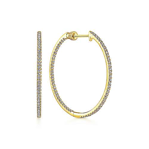 Gabriel & Co., 14K Yellow Gold Diamond Inside Outside Hoop Earrings