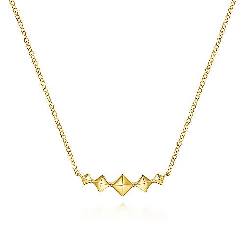 Gabriel & Co14K Yellow Gold Graduated Pyramid Necklace