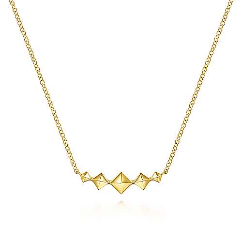 Gabriel & Co14K Yellow Gold Graduated Pyramid Necklace