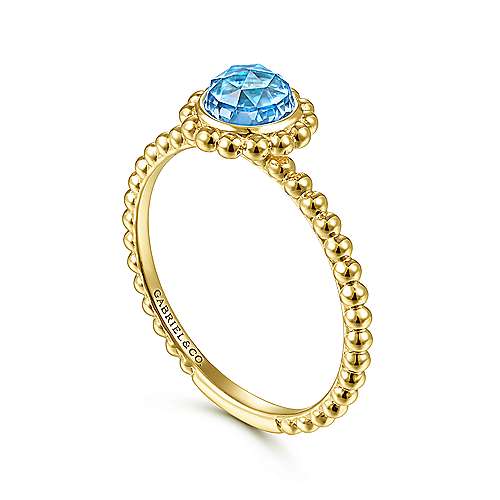 Gabriel & Co., 14K Yellow Gold Bezel Set Blue Topaz Ring