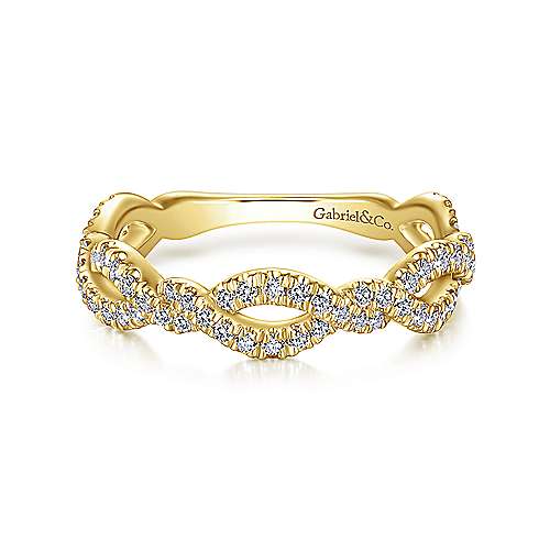 Gabriel & Co 14K Yellow Gold Twisted Diamond Stackable Ring