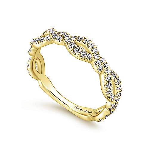 Gabriel & Co 14K Yellow Gold Twisted Diamond Stackable Ring