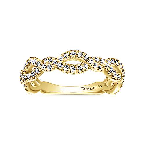 Gabriel & Co 14K Yellow Gold Twisted Diamond Stackable Ring