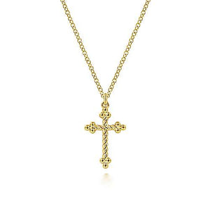 Gabriel & Co., 14K Yellow Gold Twisted Rope Cross Necklace