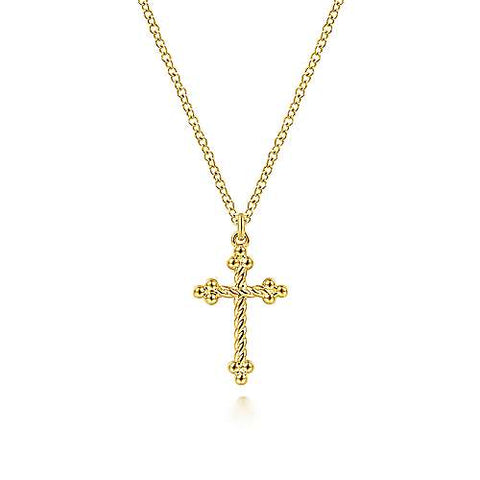 Gabriel & Co., 14K Yellow Gold Twisted Rope Cross Necklace