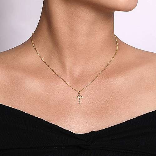 Gabriel & Co., 14K Yellow Gold Twisted Rope Cross Necklace