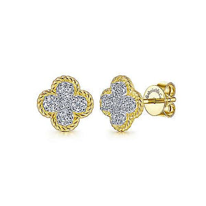 Gabriel & Co 14K Yellow Gold Twisted Rope Diamond Stud Earrings