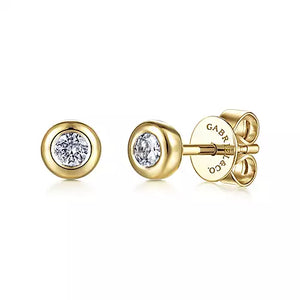 Gabriel & Co. 14KY White Sapphire Bezel Stud Earrings