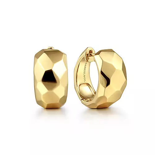 Gabriel & Co., 14KY Geometric Domed 15mm Huggie Hoop