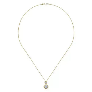 Gabriel & Co., 14K Yellow Gold Double Diamond Rope Pave' Pendant Necklace