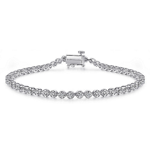 Gabriel & Co., 14K White Gold Buttercup Set Diamond Tennis Bracelet