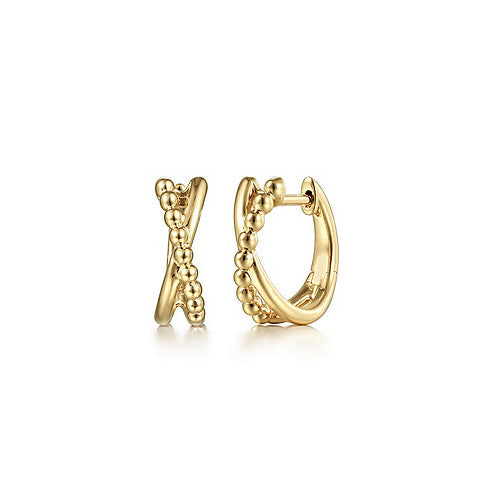 Gabriel & Co., 14K Yellow Gold Bujukan Criss Cross Huggies