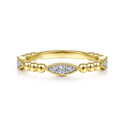 Gabriel & Co 14K Yellow Gold Beaded Marquis Cluster Diamond Bujukan Ring